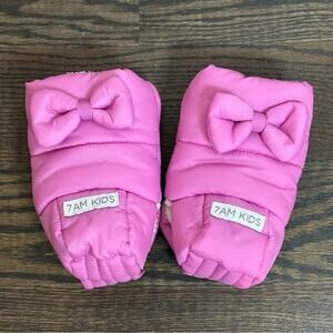 7AM Kids Pink Bow Warmmuffs Hand Covers One Size